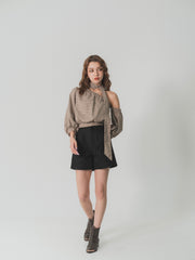 【SET】one shoulder long sleeve blouse