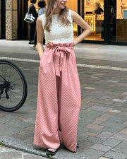 gather ribbon wide pants