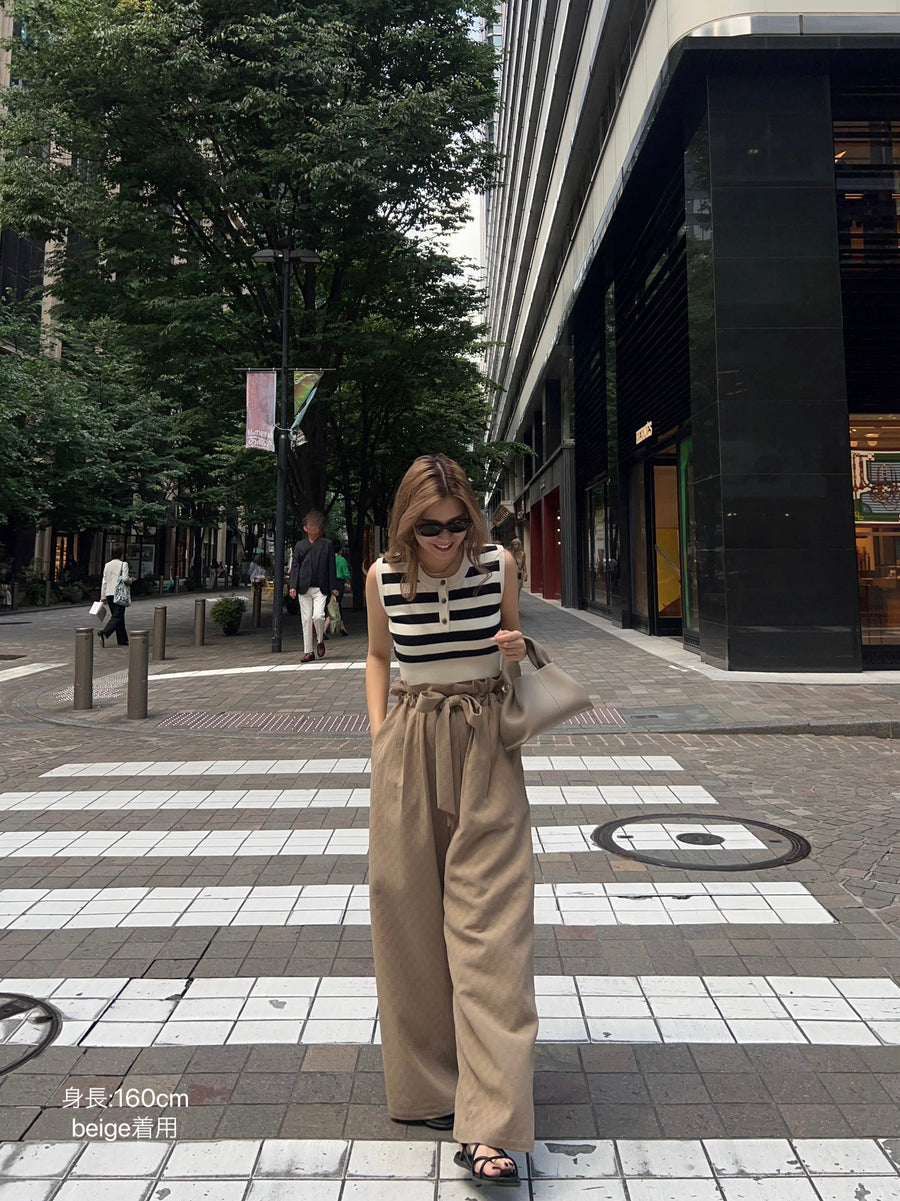 gather ribbon wide pants