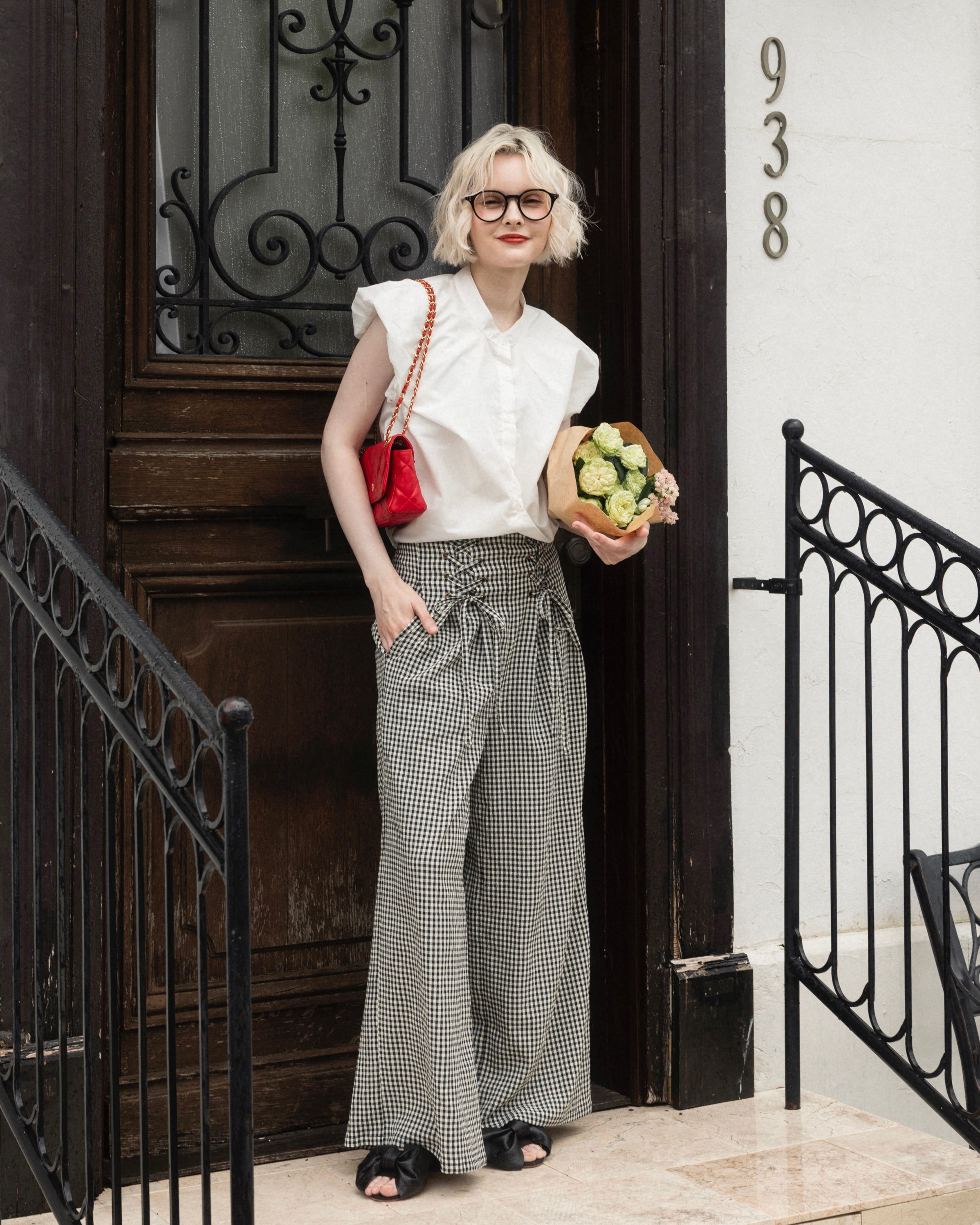 5/25（日）✨週末終了！！SLAB TWEED OVAL WIDE PANTS PLEATED WIDE LEG TROUSERS ASH BEIGE – SANNA New York
