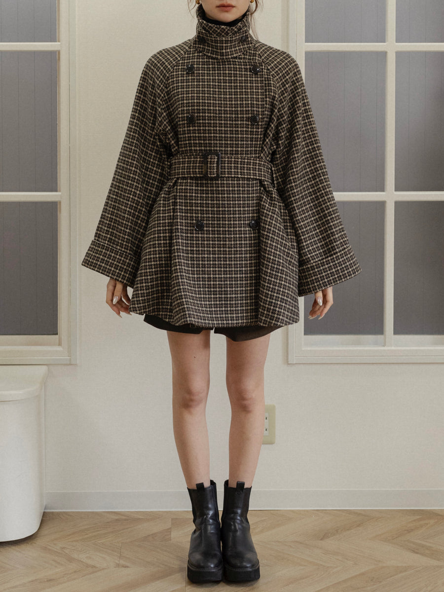 gun club check double short coat