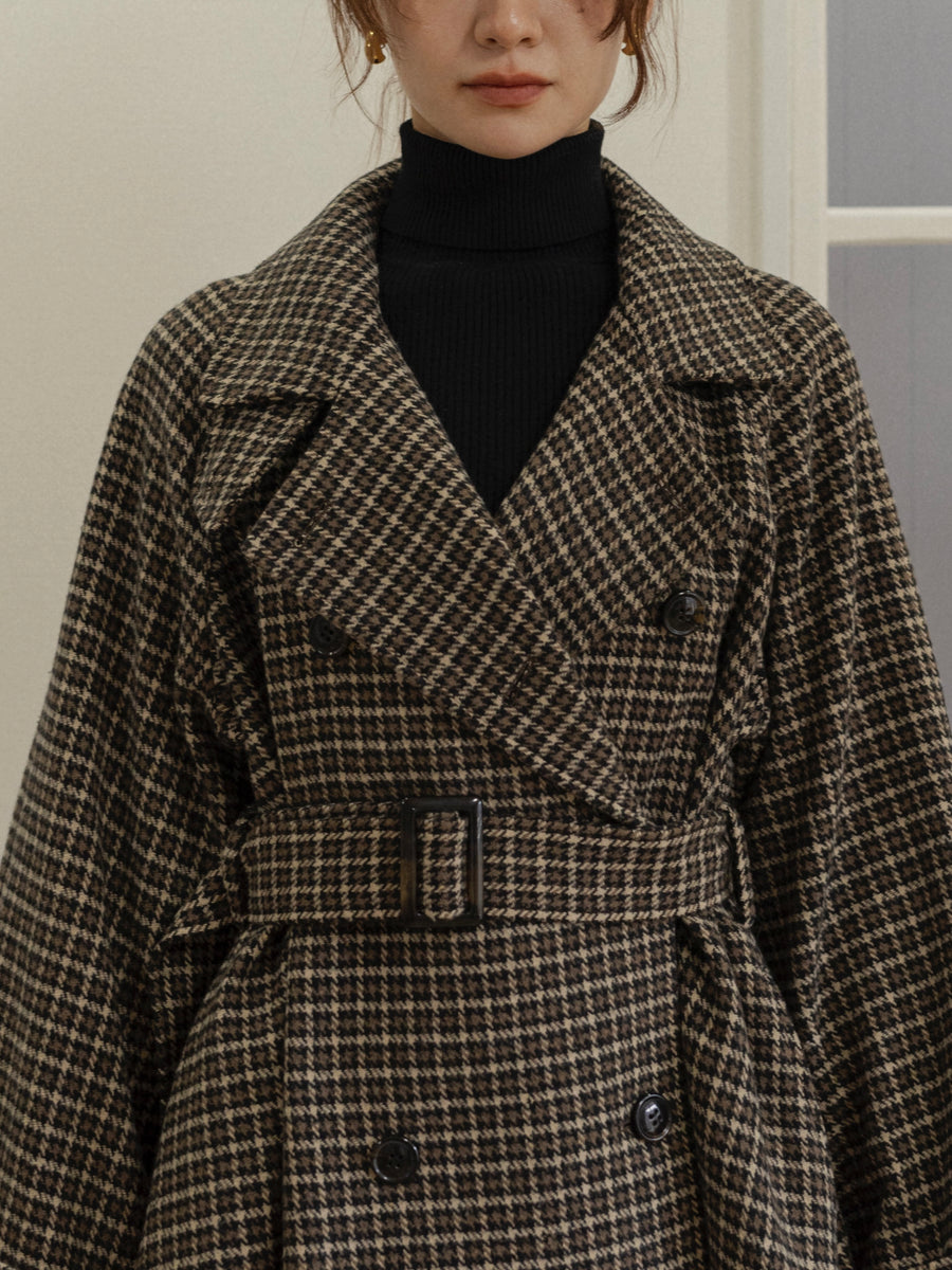 gun club check double short coat
