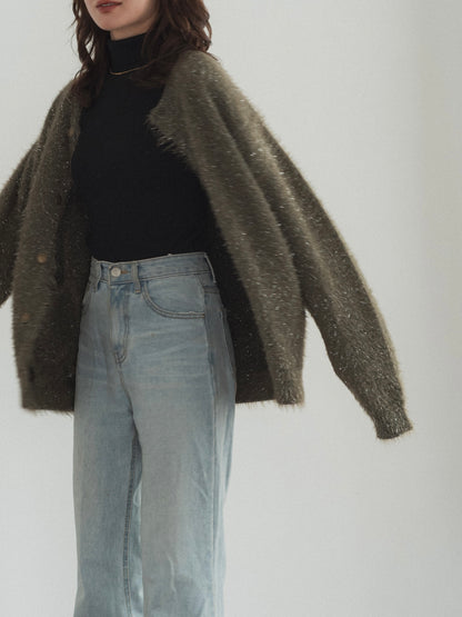 glitter shaggy over cardigan