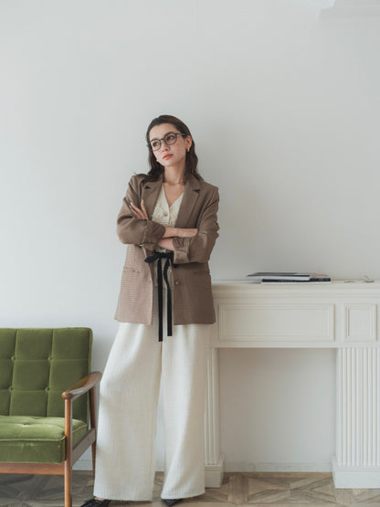 single-breasted ribbon blazer