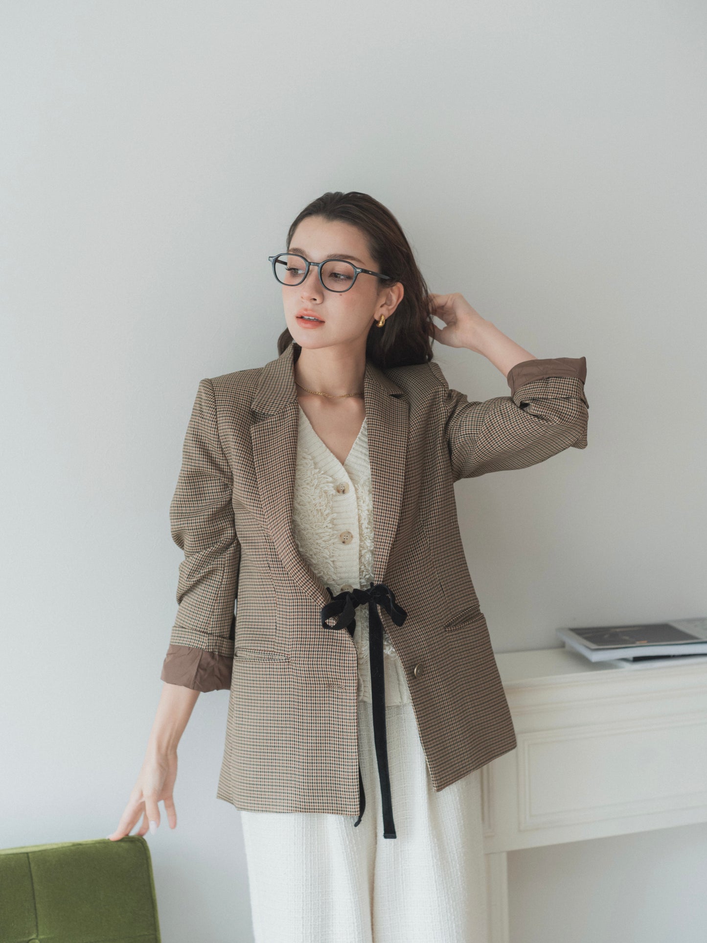 single-breasted ribbon blazer