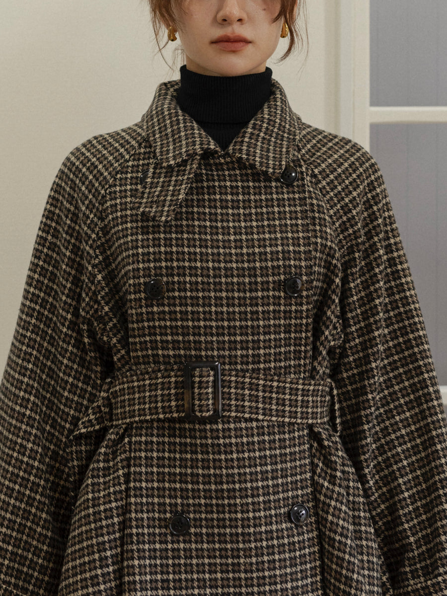 gun club check double short coat