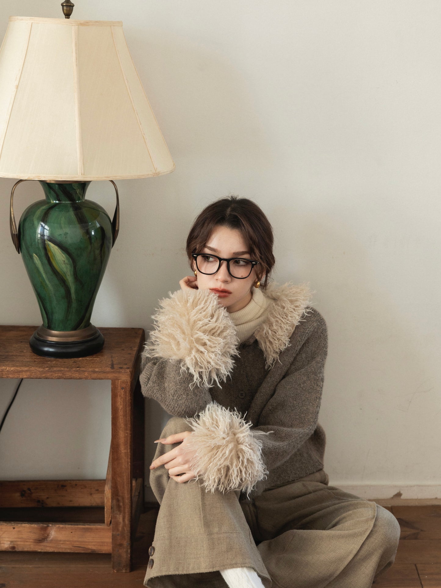 poodle sleeve knit cardigan