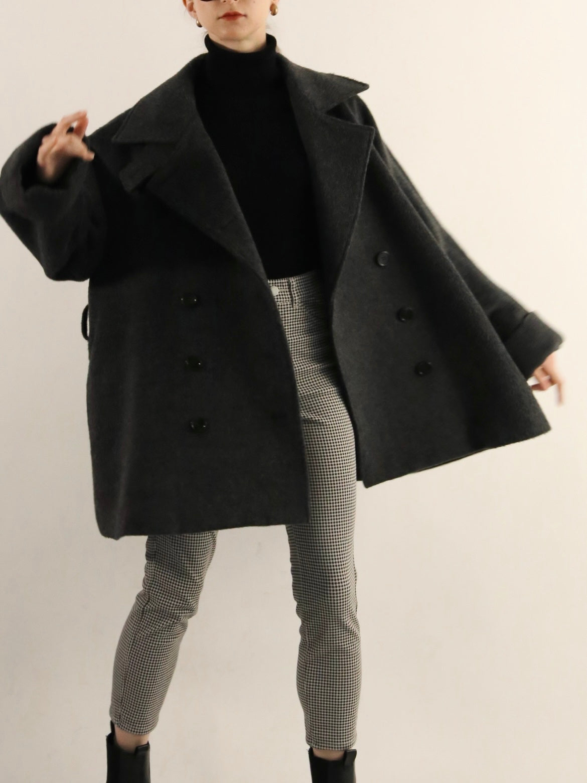 big collar double short coat