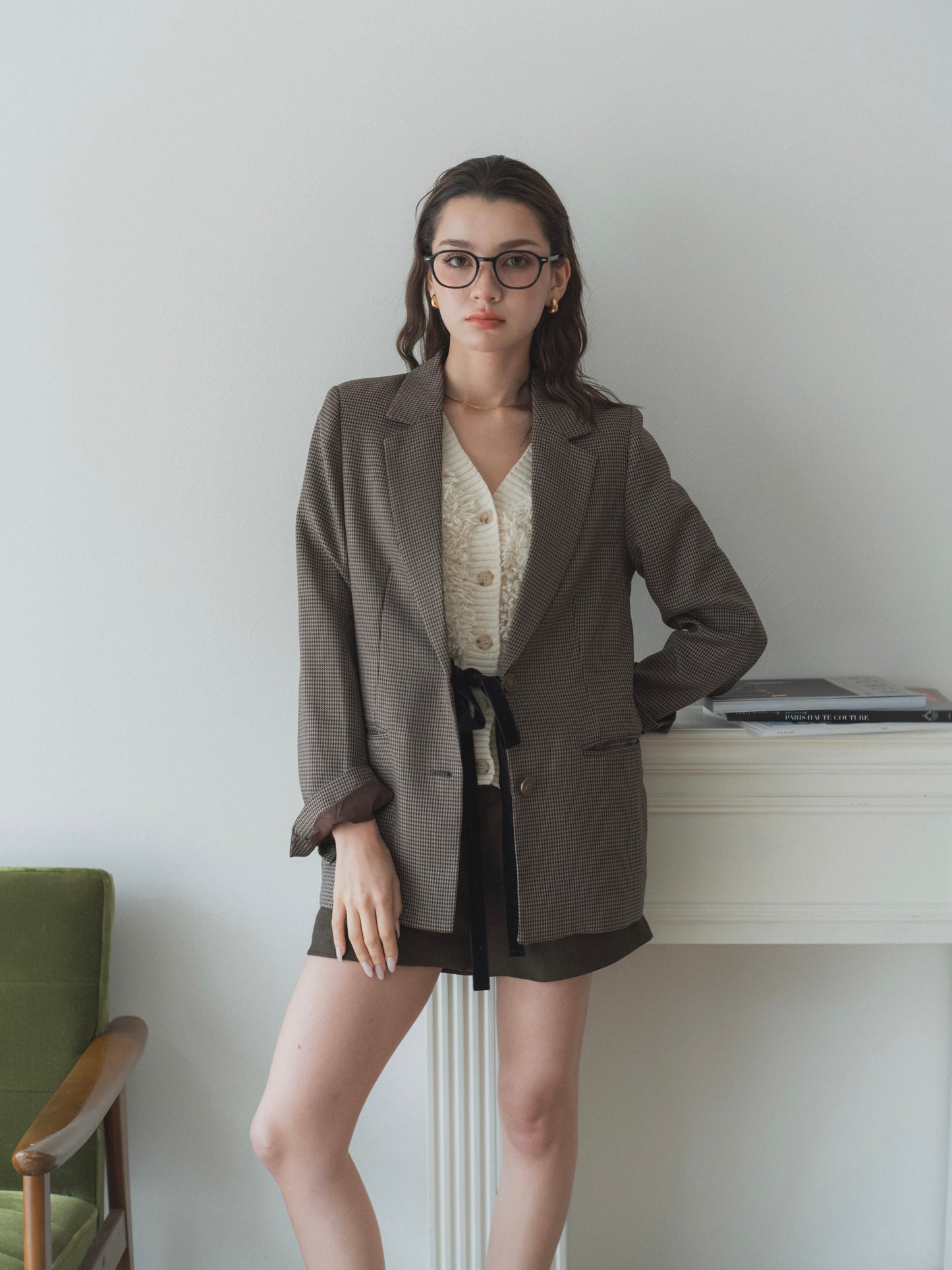 single-breasted ribbon blazer