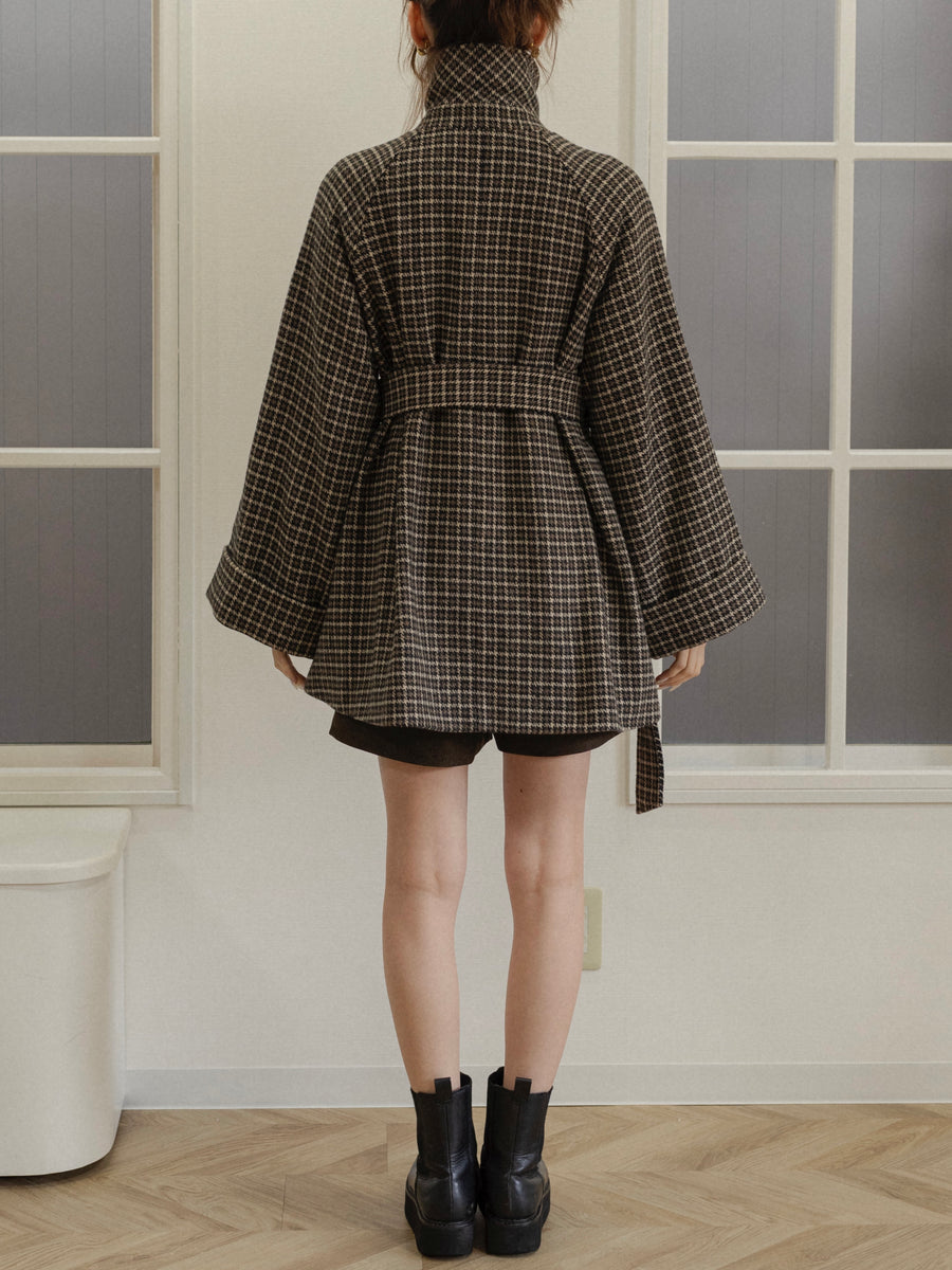 gun club check double short coat