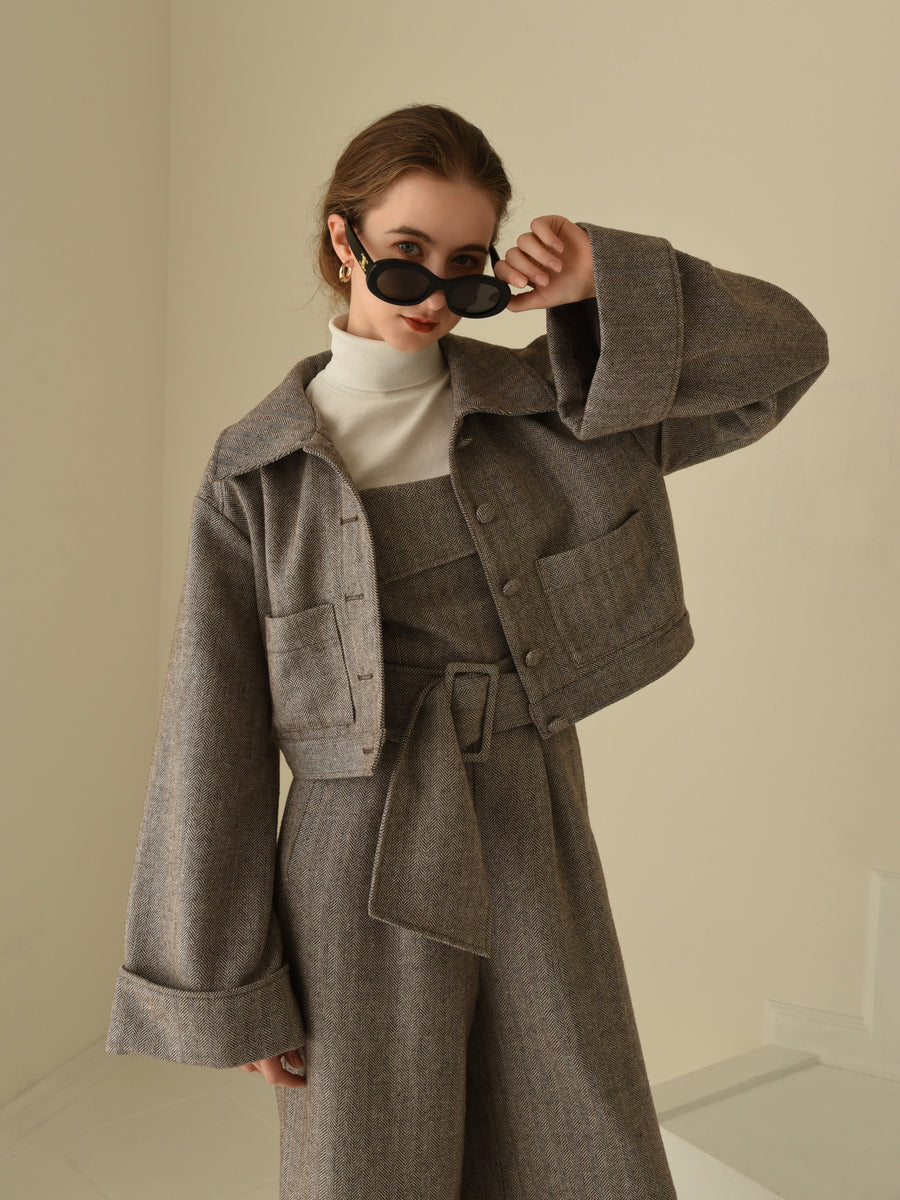 herringbone volume sleeve jacket