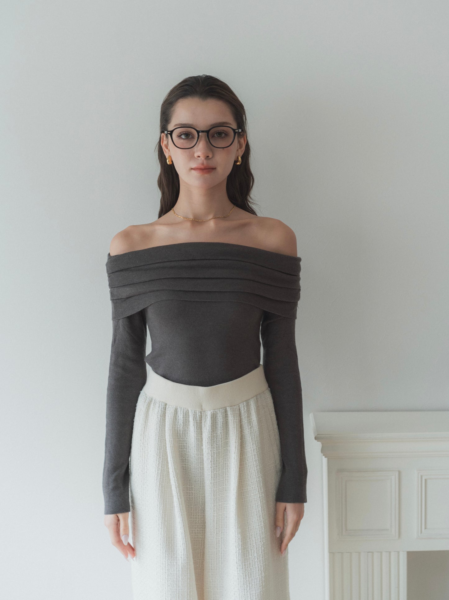 【SELECT】off shoulder libknit