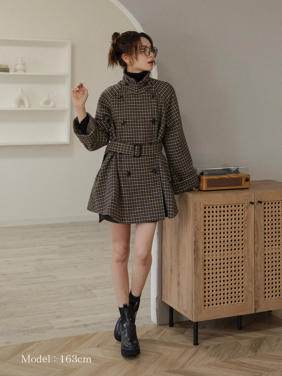 gun club check double short coat