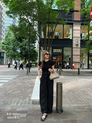 gather ribbon wide pants