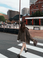 Herringbone boxy short coat