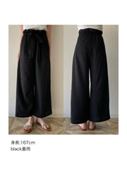 gather ribbon wide pants