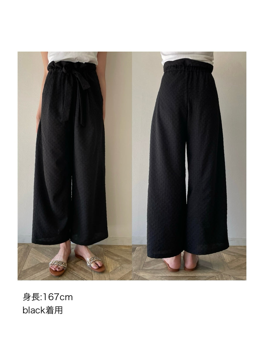 gather ribbon wide pants