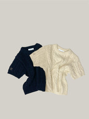 【ivory残りわずか】Twist Cable Knit Top