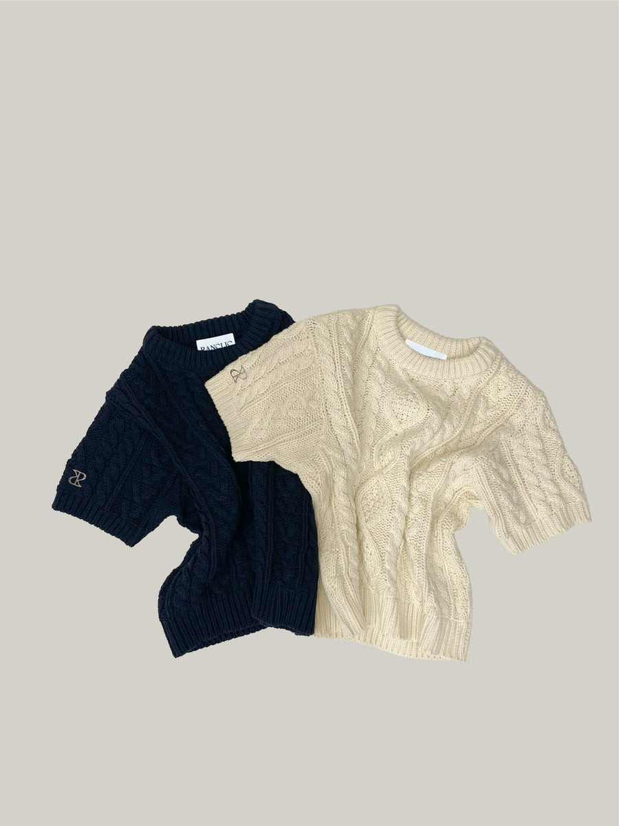 【ivory残りわずか】Twist Cable Knit Top