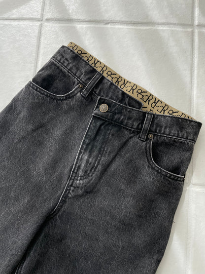 waist design wash denim pants