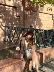 Herringbone boxy short coat