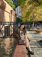 Herringbone boxy short coat