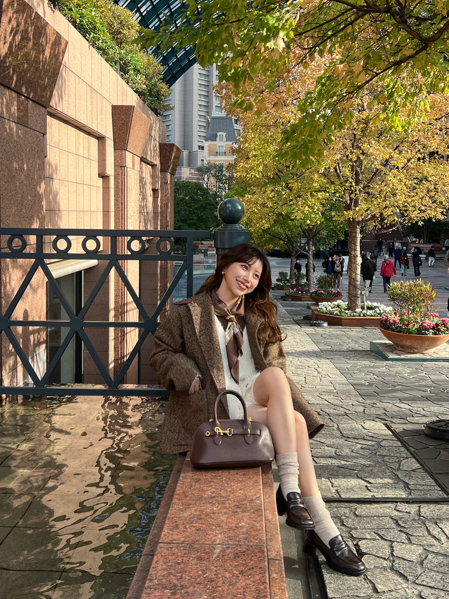 Herringbone boxy short coat