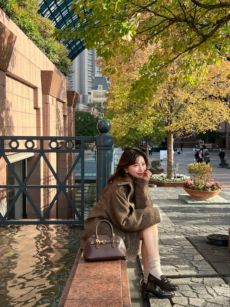 Herringbone boxy short coat