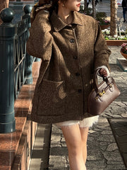 Herringbone boxy short coat