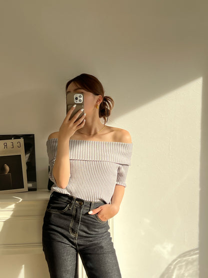 【SELECT】off shoulder knit tops