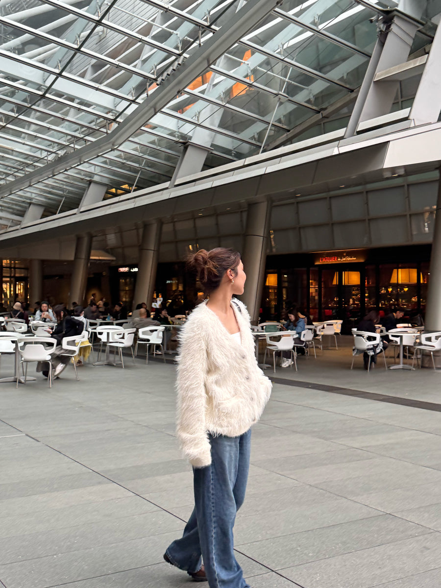 Cozy shaggy knit cardigan