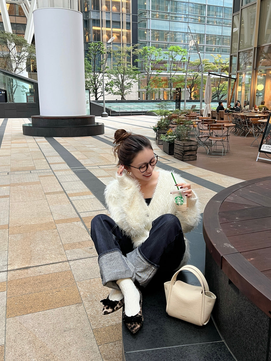 Cozy shaggy knit cardigan