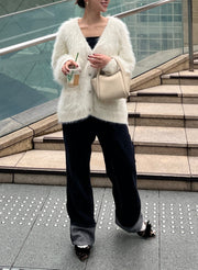 Cozy shaggy knit cardigan