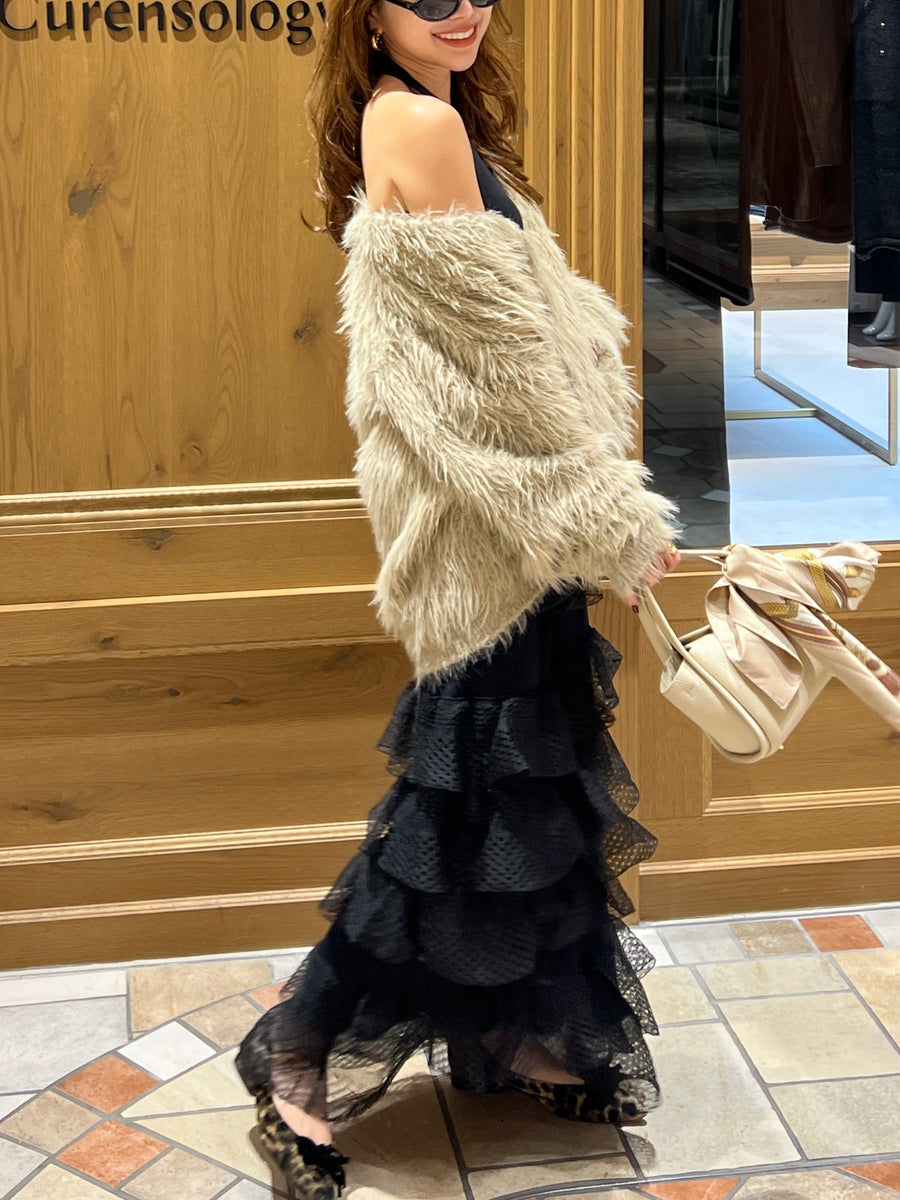 Cozy shaggy knit cardigan