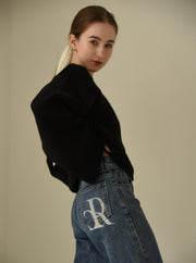 RC logo print denim pants