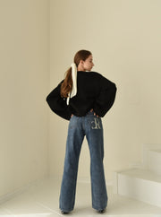 RC logo print denim pants