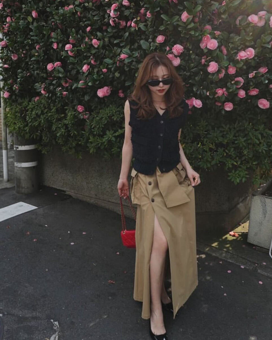 【SOLD OUT】【ベストセラー】Slit cargo trench skirt