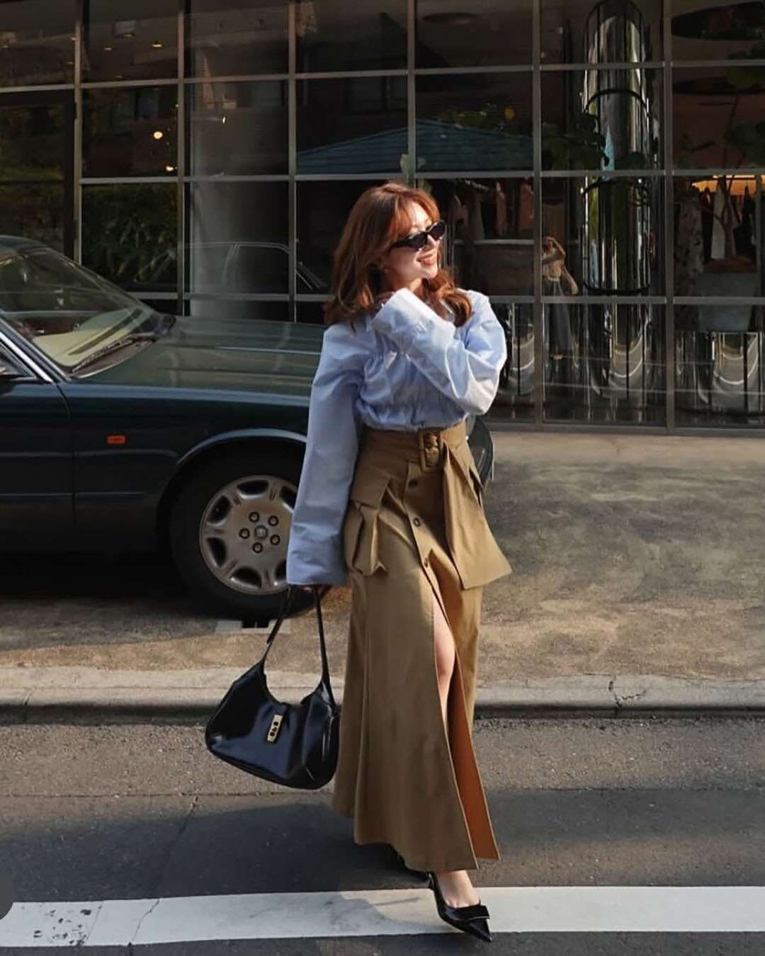 【ベストセラー】Slit cargo trench skirt