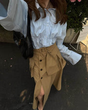 【SOLD OUT】【ベストセラー】Slit cargo trench skirt