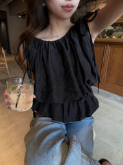 【8/6 OPEN】Crinkle gather ribbon blouse