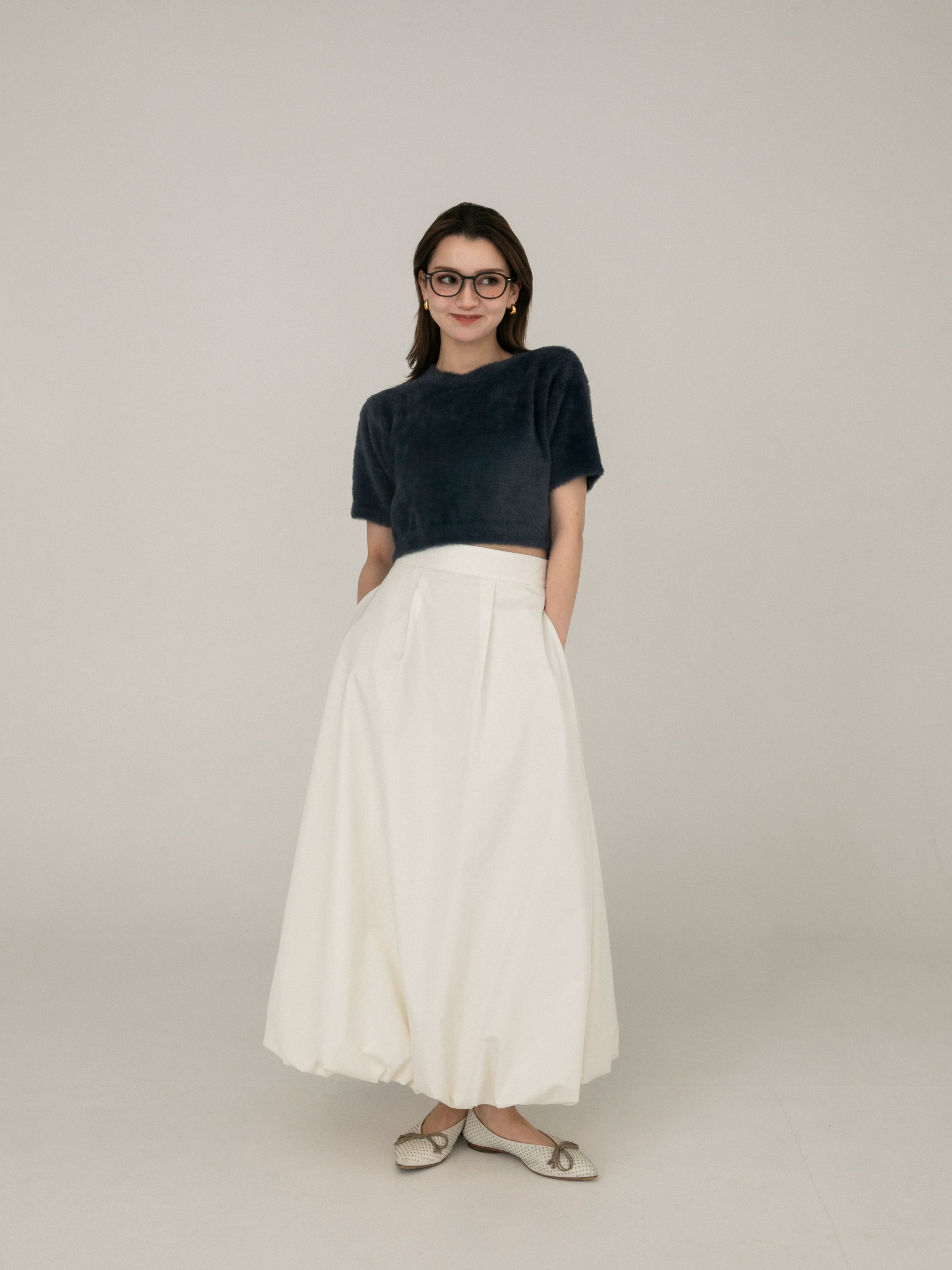 LACE TRIM BALLOON MIDI SKIRT - White | ZARA United States