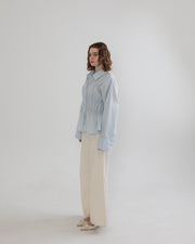 Shirring wide sleeve shirt