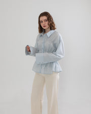 Shirring wide sleeve shirt