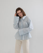 Shirring wide sleeve shirt