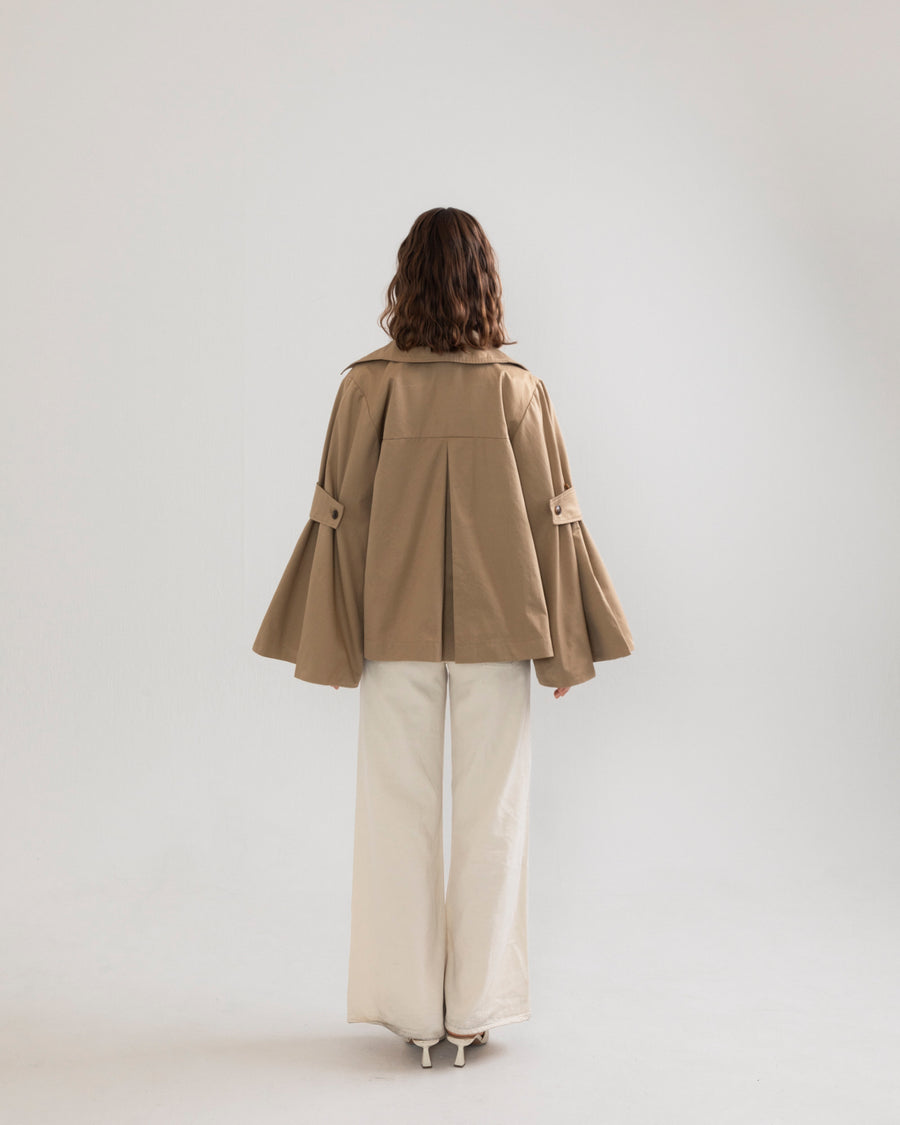 bell sleeve short trench coat
