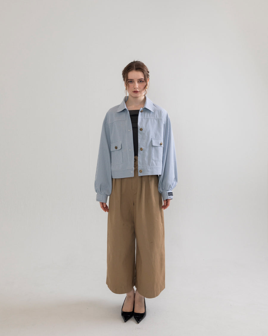 【BEST SELLER】Striped gold button jacket