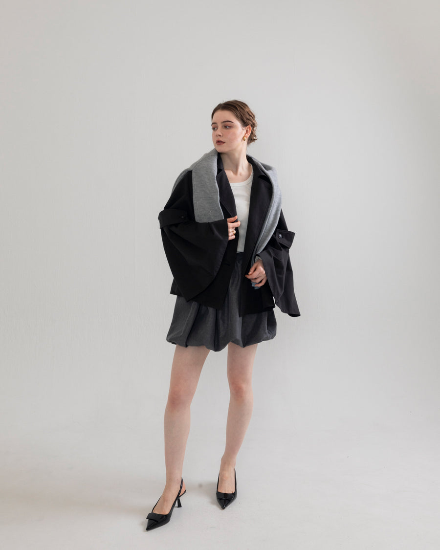 bell sleeve short trench coat
