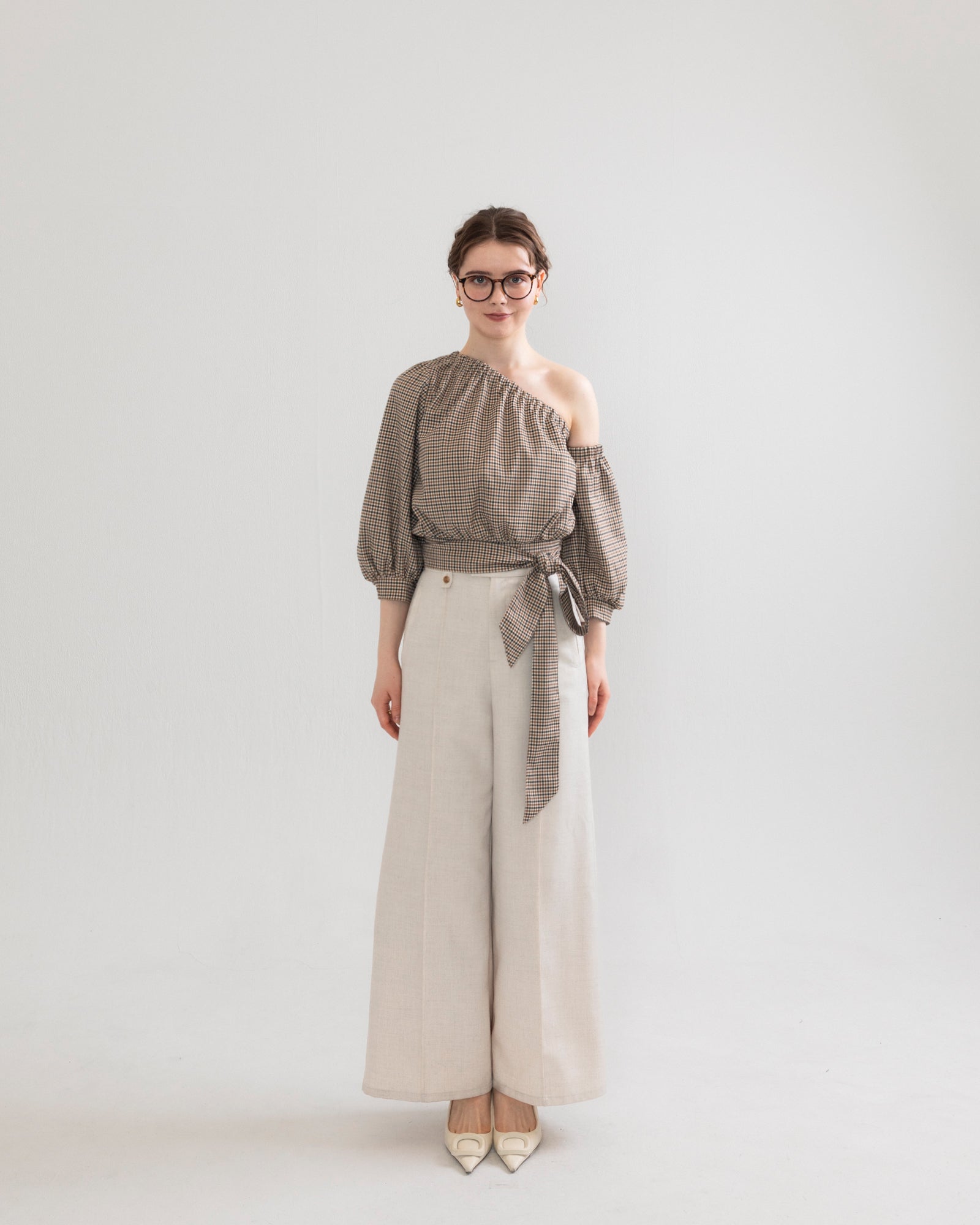 one shoulder long sleeve blouse