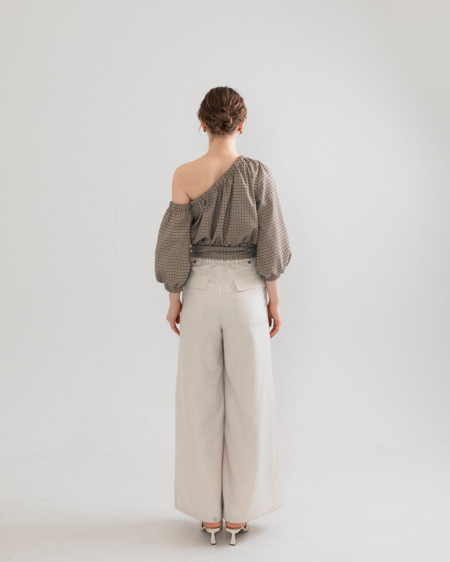 one shoulder long sleeve blouse