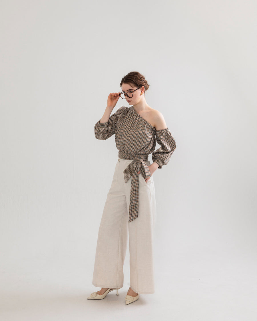 one shoulder long sleeve blouse